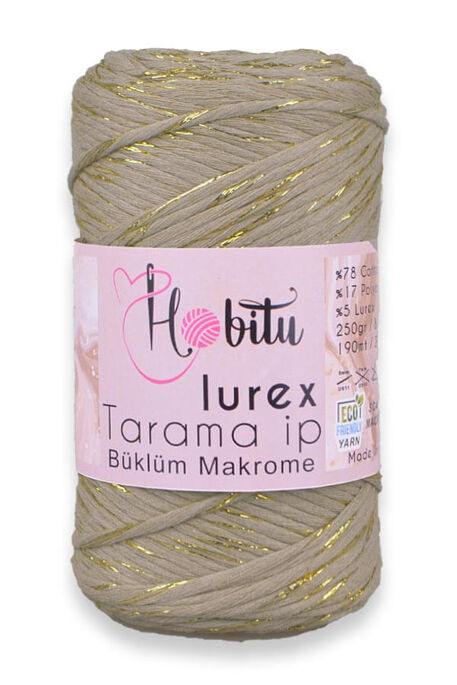 Hobitu Yarn - HOBİTU BÜKLÜM TARAMA SİMLİ LUREX 153 Bej-Altın