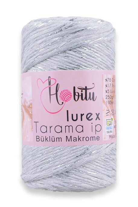 Hobitu Yarn - HOBİTU BÜKLÜM TARAMA SİMLİ LUREX 156 Gri-Gümüş