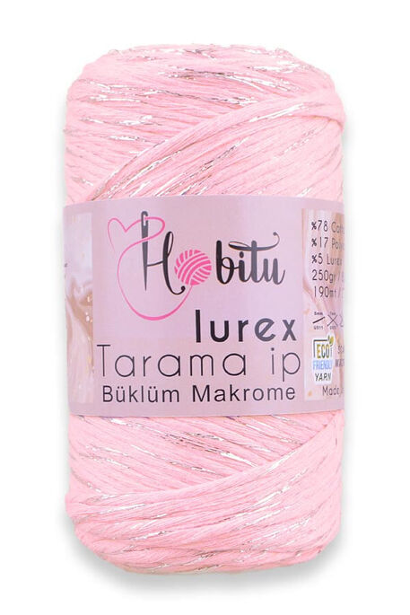 Hobitu Yarn - HOBİTU BÜKLÜM TARAMA SİMLİ LUREX 162 Pembe-Gümüş