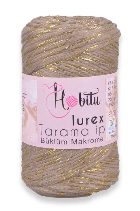 Hobitu Yarn - HOBİTU BÜKLÜM TARAMA SİMLİ LUREX 168 Vizon-Altın