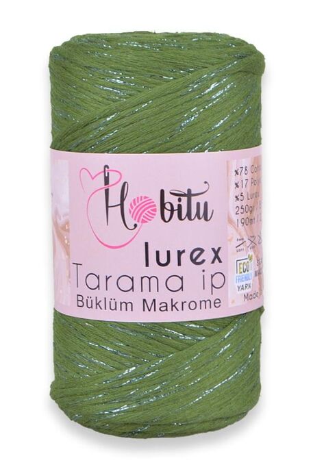 Hobitu Yarn - HOBİTU BÜKLÜM TARAMA SİMLİ LUREX 187 Yeşil-Gümüş