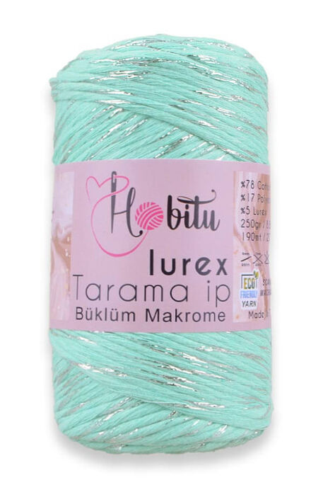 Hobitu Yarn - HOBİTU BÜKLÜM TARAMA SİMLİ LUREX 196 Mint-Gümüş