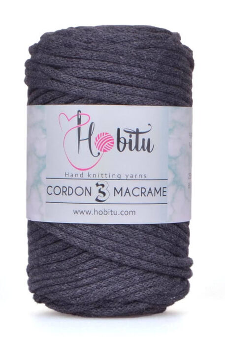 Hobitu Yarn - HOBİTU CORDON 3 MACRAME YARN 158 Dark Grey