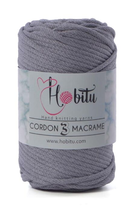 Hobitu Yarn - HOBİTU CORDON 3 MACRAME YARN 174 Mid Grey