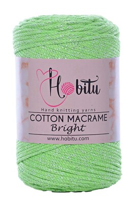 HOBİTU YARNS - HOBİTU COTTON MACRAME BRİGHT 126 F.Yeşil-Gümüş