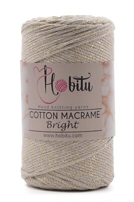 Hobitu Yarn - HOBİTU COTTON MACRAME BRİGHT color 153 Bej Altın Sim