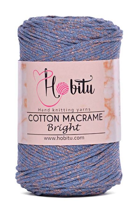 Hobitu Yarn - HOBİTU COTTON MACRAME BRİGHT 161 Denim-Bakır