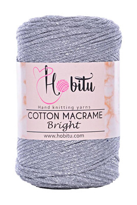 Hobitu Yarn - HOBİTU COTTON MACRAME BRİGHT color 174 Füme-Gümüş