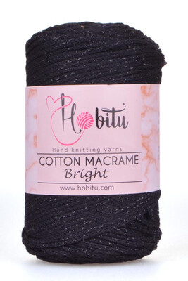 Hobitu Yarn - HOBİTU COTTON MACRAME BRİGHT YARN 122 BlackS