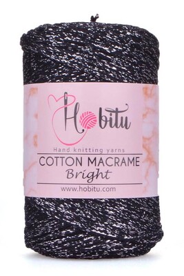 Hobitu Yarn - HOBİTU COTTON MACRAME BRİGHT YARN 123 BlackG