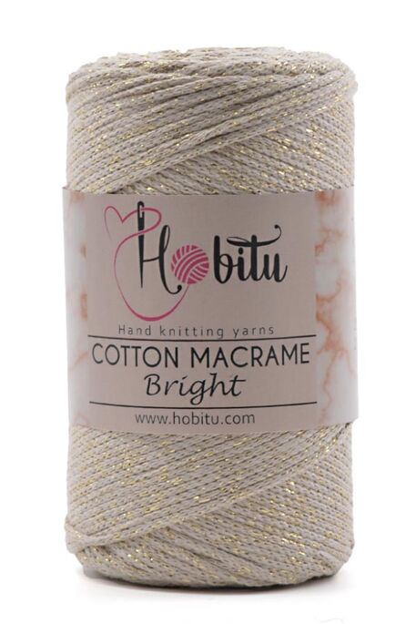 Hobitu Yarn - HOBİTU COTTON MACRAME BRİGHT YARN 153 Bej Altın Sim