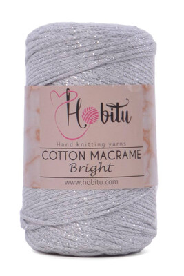 Hobitu Yarn - HOBİTU COTTON MACRAME BRİGHT YARN 156 Gray-Silver