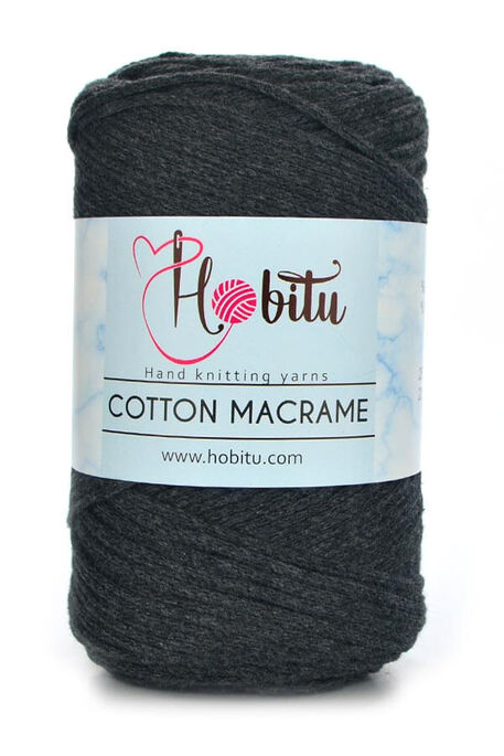 Hobitu Yarn - HOBİTU COTTON MACRAME YARN 158 Charcoal Marl