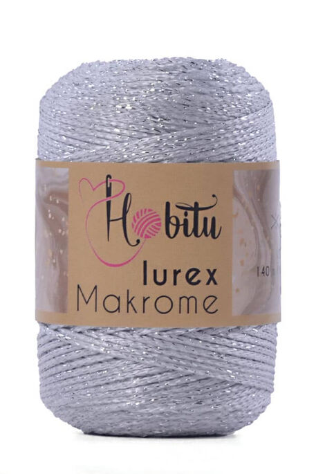 Hobitu Yarn - HOBİTU MACRAME SILVER LUREX YARN 001 WHITE-SILVER