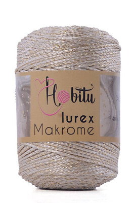 Hobitu Yarn - HOBİTU MACRAME SILVER LUREX YARN 016-02 Cream - Gold