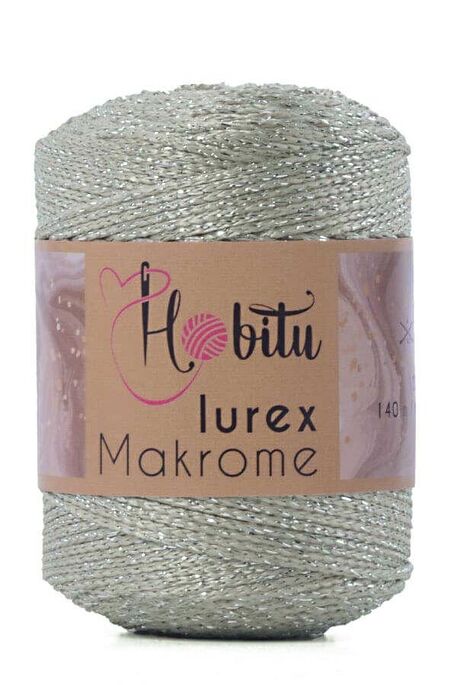 Hobitu Yarn - HOBİTU MACRAME SILVER LUREX YARN 016 VANILLA-SILVER