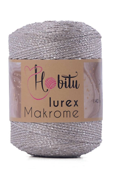 Hobitu Yarn - HOBİTU MACRAME SILVER LUREX YARN 030 LIGHT BEIGE - SILVERY