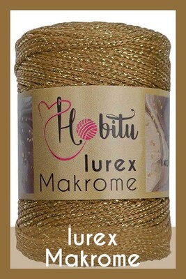 Hobitu Yarn - HOBİTU MACRAME SILVER LUREX YARN 044 CAMEL-GOLD