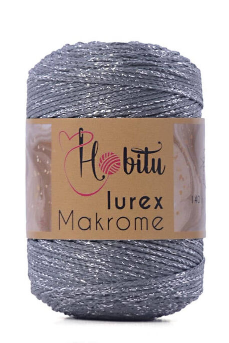 Hobitu Yarn - HOBİTU MACRAME SILVER LUREX YARN 064 GRAY-SILVER