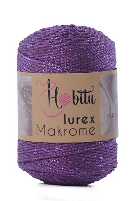 Hobitu Yarn - HOBİTU MACRAME SILVER LUREX YARN 160 Plum-Plum