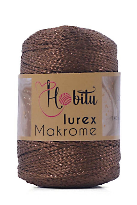 Hobitu Yarn - HOBİTU MACRAME SILVER LUREX YARN 200 Reddish Brown -Copper