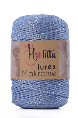 Hobitu Yarn - HOBİTU MACRAME SILVER LUREX YARN 220 Blue-Silver