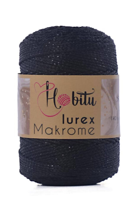 Hobitu Yarn - HOBİTU MACRAME SILVER LUREX YARN 270-01 BLACK-BLACK