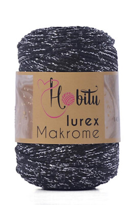 Hobitu Yarn - HOBİTU MACRAME SILVER LUREX YARN 270-02 BLACK-SILVER