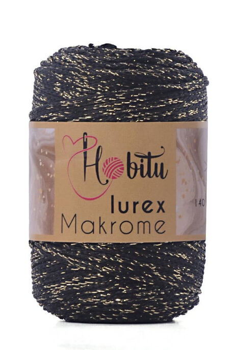 Hobitu Yarn - HOBİTU MACRAME SILVER LUREX YARN 270-203 BLACK-GOLD