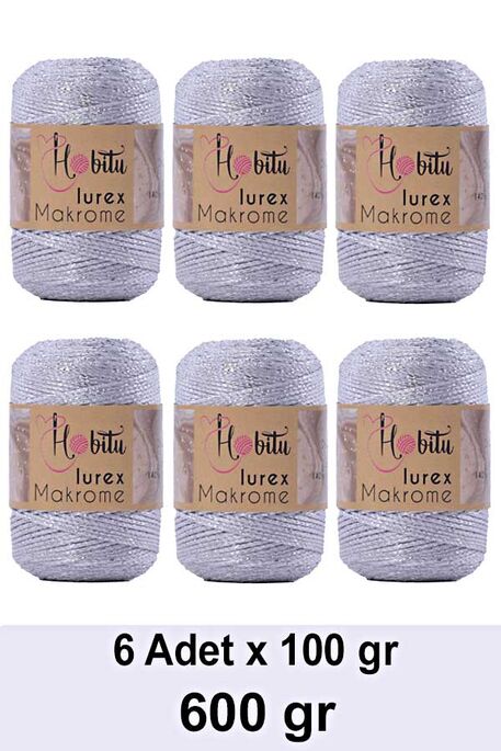 Hobitu Yarn - HOBİTU MACRAME SILVER LUREX YARN 6 LI PAKET 001