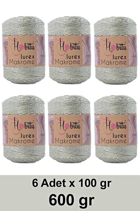 Hobitu Yarn - HOBİTU MACRAME SILVER LUREX YARN 6 LI PAKET 016