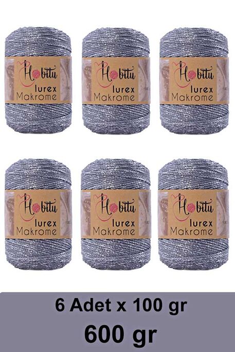 Hobitu Yarn - HOBİTU MACRAME SILVER LUREX YARN 6 LI PAKET 064