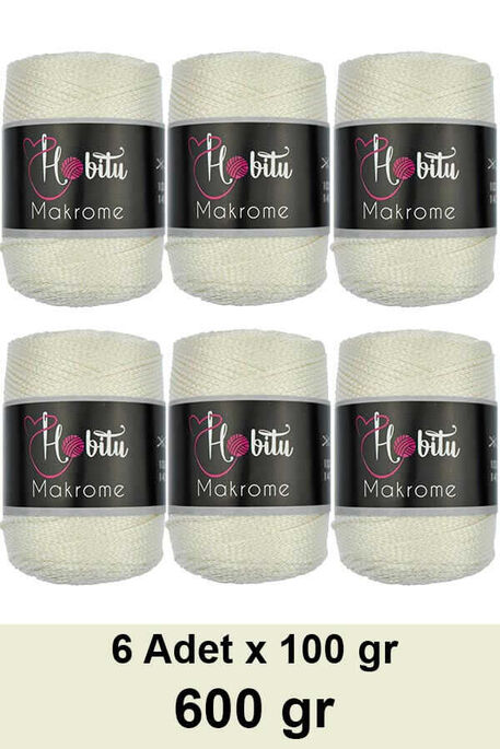 Hobitu Yarn - HOBİTU MAKROME 600 GR 6 Lİ PAKET 010 Vanilya