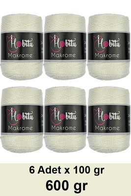 HOBİTU YARNS - HOBİTU MAKROME 600 GR 6 Lİ PAKET 010 Vanilya