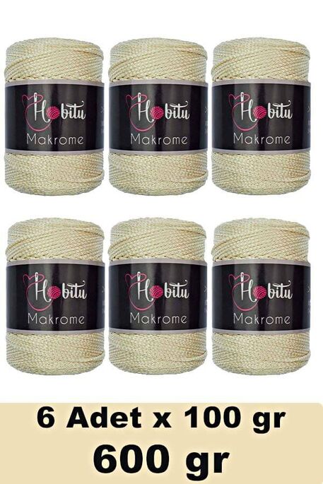 Hobitu Yarn - HOBİTU MAKROME 600 GR 6 Lİ PAKET 023 Buğday