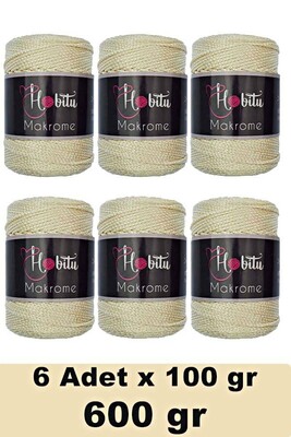 HOBİTU YARNS - HOBİTU MAKROME 600 GR 6 Lİ PAKET 023 Buğday