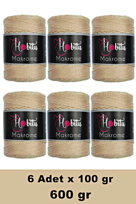 Hobitu Yarn - HOBİTU MAKROME 600 GR 6 Lİ PAKET 031 Kum Beji