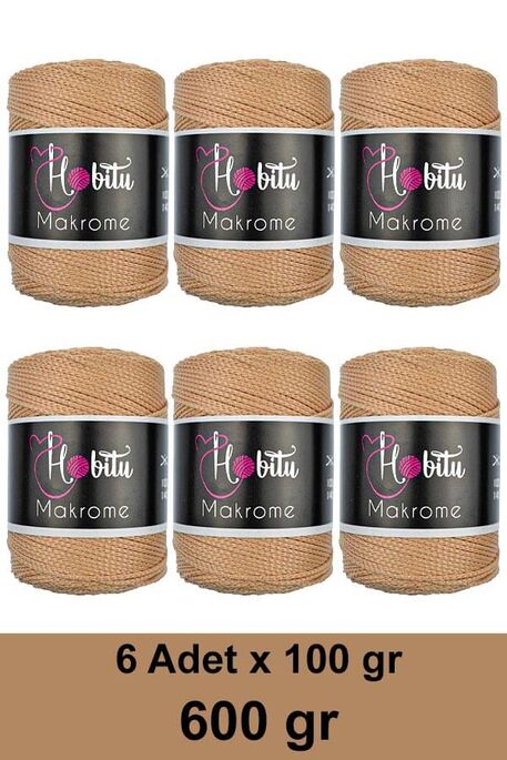 Hobitu Yarn - HOBİTU MAKROME 600 GR 6 Lİ PAKET 032 Deve Tüyü