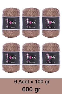 Hobitu Yarn - HOBİTU MAKROME 600 GR 6 Lİ PAKET 038 Karamel