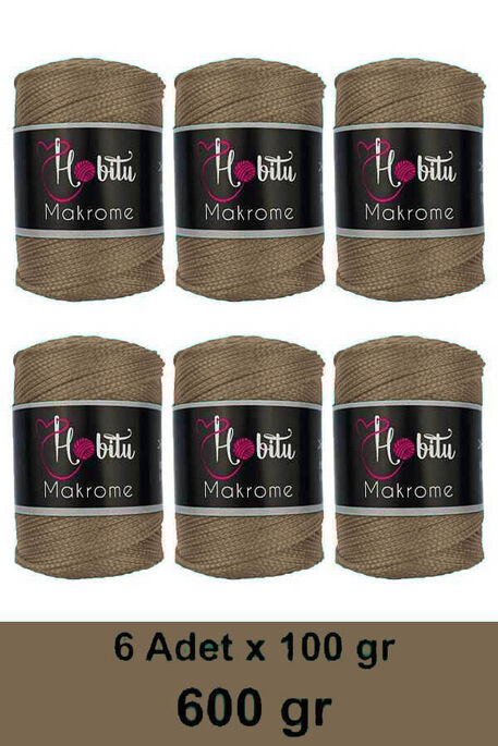 Hobitu Yarn - HOBİTU MAKROME 600 GR 6 Lİ PAKET 039 Kahve Çekirdeği