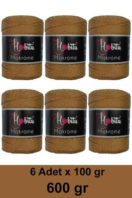 Hobitu Yarn - HOBİTU MAKROME 600 GR 6 Lİ PAKET 044 Kamel