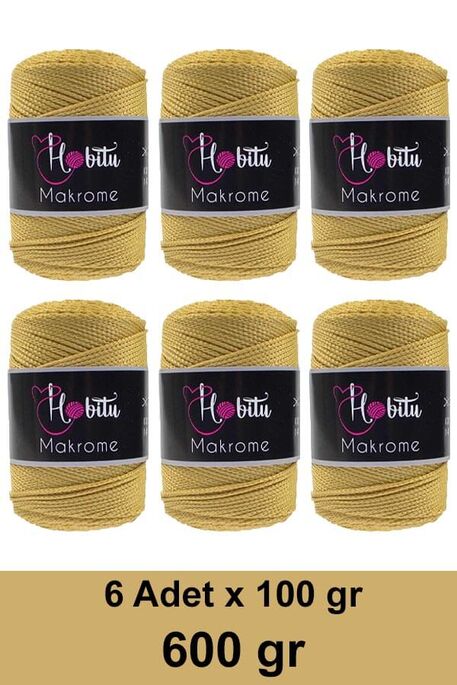 Hobitu Yarn - HOBİTU MAKROME 600 GR 6 Lİ PAKET 050 Gold