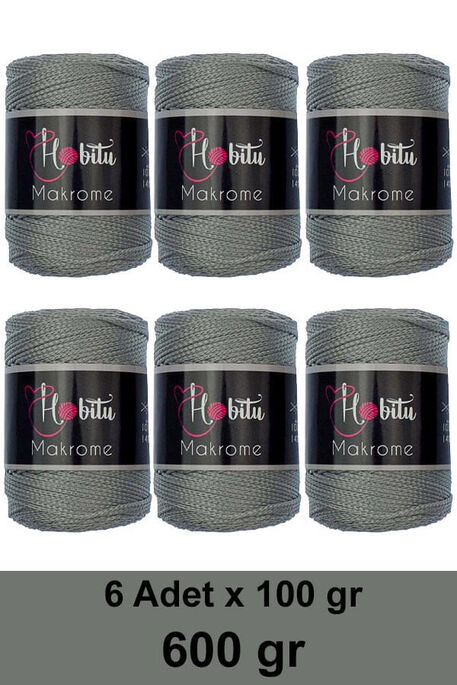 Hobitu Yarn - HOBİTU MAKROME 600 GR 6 Lİ PAKET 064 Gri