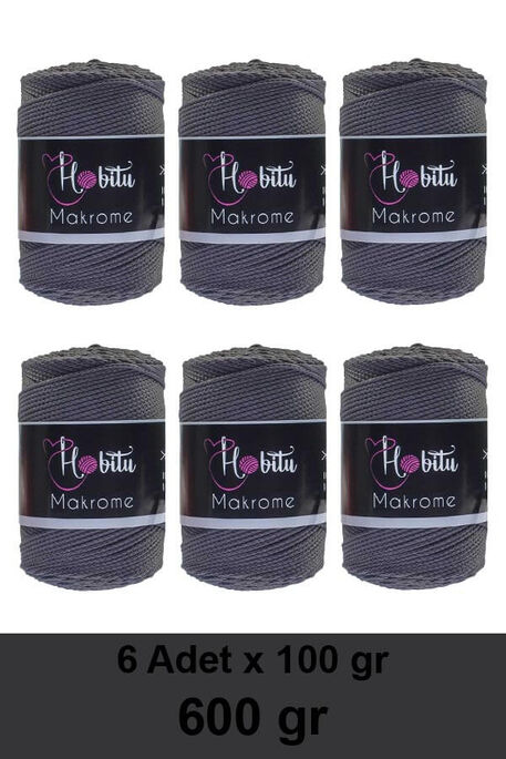 Hobitu Yarn - HOBİTU MAKROME 600 GR 6 Lİ PAKET 069 Füme