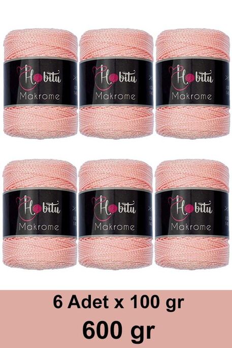 Hobitu Yarn - HOBİTU MAKROME 600 GR 6 Lİ PAKET 070 Somon