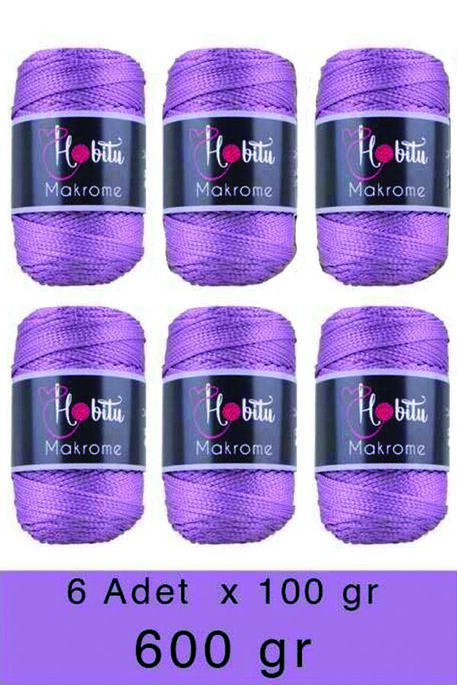 Hobitu Yarn - HOBİTU MAKROME 600 GR 6 Lİ PAKET 077 Üzüm Suyu