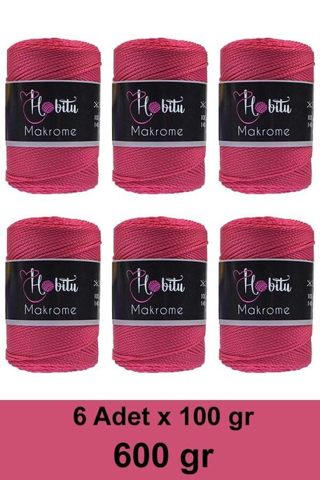 Hobitu Yarn - HOBİTU MAKROME 600 GR 6 Lİ PAKET 080 Fuşya