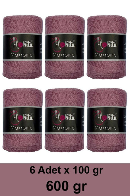 Hobitu Yarn - HOBİTU MAKROME 600 GR 6 Lİ PAKET 090 Gül Kurusu