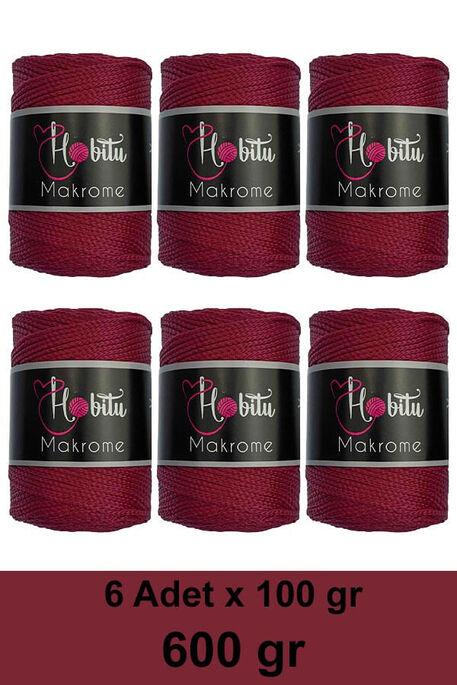 Hobitu Yarn - HOBİTU MAKROME 600 GR 6 Lİ PAKET 113 Şarabi