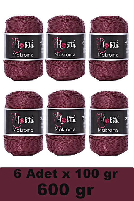 Hobitu Yarn - HOBİTU MAKROME 600 GR 6 Lİ PAKET 115 Bordo